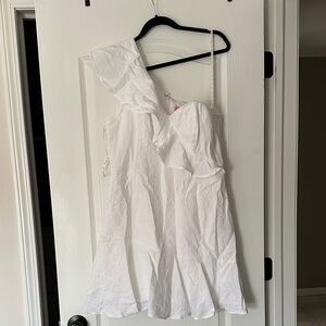 Lilly Pulitzer White One-Shoulder Ruffle Dress